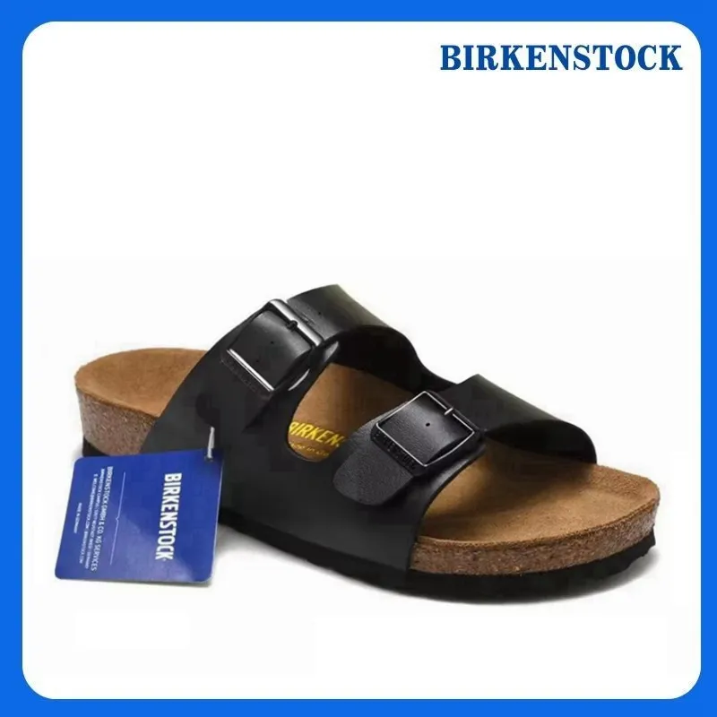 BIRKENSTOCK Couple Double Button Flat Heel Slippers Cork Sandals