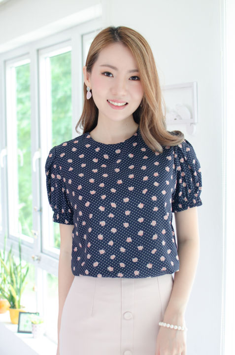 narinari-mt3016-puff-sleeve-blouse