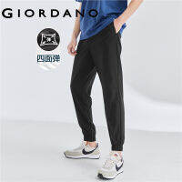 GIORDANO Men Joggers 4-Way Stretch Elastic Waist Joggers Solid Color Lightweight Athleisure Fashion Casual Joggers 13113022