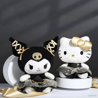 Ns3 หมอนตุ๊กตานุ่ม รูปการ์ตูน Hello Kitty Kuromi Sanrio สีดํา ทอง ของขวัญสําหรับเด็ก