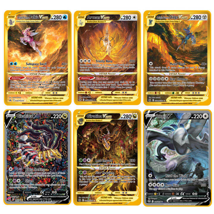 Giratina V Pokemon Metal Cards DIY 10000 Point Arceus Vmax Lugia Charizard  Rayquaza English Golden Game