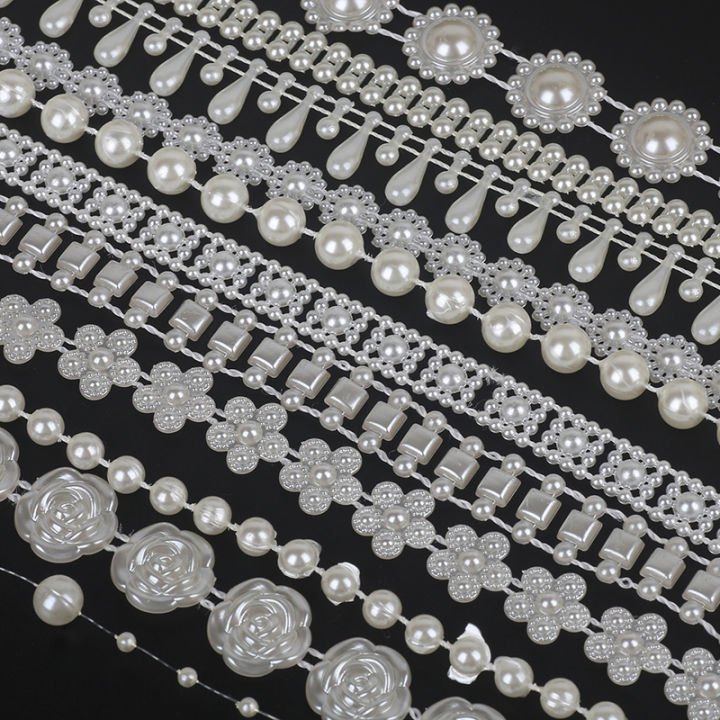 Flower Pearl Rhinestone Chain Trims