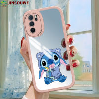 Jinsouwe เคส Oppoa16เคสมือถือสำหรับ OPPO A16สำหรับเด็กผู้หญิงลายการ์ตูนสติทช์ป้องกันเต็มปกหนังเคสกระจก