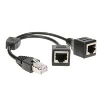 Black DSL Network RJ45 Male to 2 Female Splitter Adapter Connector Cable Ethernet Cables Adaptor Cord Wire Line