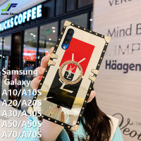 JieFie สำหรับ Samsung Galaxy A50 /  A50S / A20 / A20S / A10 / A10S / A70 / A70S / A30 / A30S แหวนเงินเรียบหรูโทรศัพท์กรณีแฟชั่น Bling Glossy ซิลิโคนสแควร์กันชน Anti-Drop Phone Cover