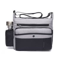 New Mens Shoulder Bag Business Messenger Bag Horizontal Large Capacity Oxford Cloth Outdoor Retro Bag With Water Bottle Bag