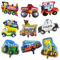 1Pc Cartoon Car balloon Modeling Car Police Car Tractor Excavator Gifts Baby Shower Birthday Party Decoration kids Toys Artificial Flowers  Plants