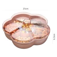 Snack Storage Box, Flower Shape Snack Tray with Lid, Food Storage Box,Fruit Box Container,Pink