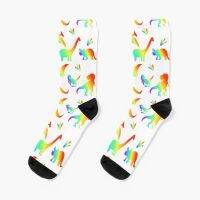 Dinosaur Pattern Rainbow - eeliseart Socks Compression Stockings For Women