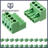 JIAJUSUANSOU ขั้วต่อแผงวงจร KF2EDGK-5 08มม. 10ชิ้นขั้วต่อน็อตเกลียวสีเขียว4ขาตัวเชื่อมต่อฐานบล็อกพลาสติกเท้าแบบงอ