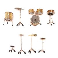 Mini Drum Set Music Instrument Accessories Dollhouse Accessories Miniature Drum Instrument Model for Dollhouse 24cm/18cm