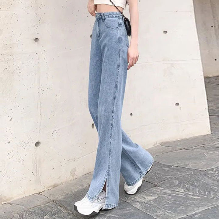 กางเกงยีนส์ขาบานสำหรับผู้หญิง-กางเกงยีนส์แฟชั่นใหม่2023กางเกงยีนส์ขาบานเข้ารูปใส่ได้กับทุกชุดเอวสูงเข้ากับทุกชุด