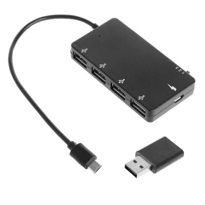 ไมโคร USB ฮับ4พอร์ต OTG สายเคเบิลอะแดปเตอร์ชาร์จไฟรองรับการแลกเปลี่ยน OTG Hot Swap สำหรับแอนดรอยด์/อุปกรณ์หน้าต่าง