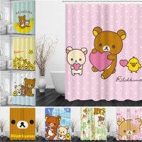 Rilakkuma ผ้าม่านกันน้ําสําหรับกั้นห้องอาบน้ําพร้อมตะขอ 12 ชิ้น