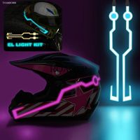 ♚▪∋ Waterproof Motorcycle Bike Helmet LED cold light Strip EL Sticker 4 Flashing Warning Lights Night Riding Helmet Kit Accessories