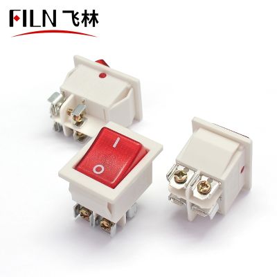 FILN 22x28mm WHITE Body on off 16A/250V 4 screw pin DPST T85 Auto Boat Marine Toggle Rocker Switch with LED 220V