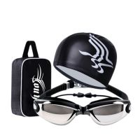 Men Swimming Goggles Adult Double Anti-fog UV Diving Glasses  Pool Eyewear Womens Cap Set Nose Clip Earplugs With Case Accessories Accessories