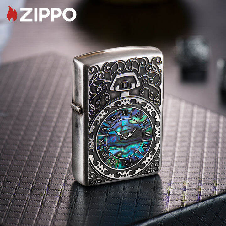 zippo-wat-ch-design-antique-silver-pocket-lighter-zbt-2-81a-lighter-without-fuel-inside-เงินโบราณ-ไฟแช็กไม่มีเชื้อเพลิงภายใน