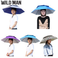 [WILD MAN] หมวกร่มใส่หัว 55 เซนติเมตรหมวกร่มพับได้ร่มตกปลาหมวกปีนเขาหมวกตั้งแคมป์ หมวกร่มกันฝน 65เซนติเมตหมวกร่มกันแดด uv 77เซนติเมตHeadwear