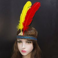 Halloween decoration Children and adults African drum Indian feather headdress ethnic style savage cos stage performance headband face paint