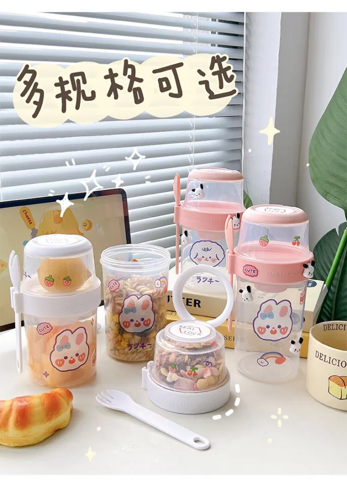 Portable Salad Cup Double Oatmeal Cup Yogurt Nut Fat-reduced Vegetable  Fruit Box Cup With Lid Spoon Breakfast Cup Lunch Box - Temu