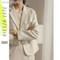 ▬❀℗ gsgw Casaco curto francês elegante feminino branco sólido botão dourado terno de senhora do escritório blazers outwear novo 2023