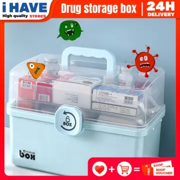 Fold 3-Layer Large Medicine Cabinet PP Medicine Organizer Box