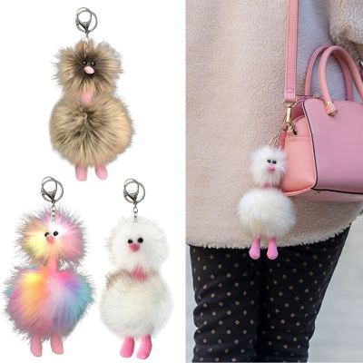 【YF】ↂ❈⊙  Cartoon Faux Fur Pendant Keychain Dolls Fashion Coin Ornaments Keyring for Keys X3UD