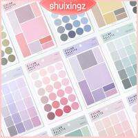 SHUIXINGZ 4แผ่น/ชุด Kawaii Dot สีทึบอัลบั้มตกแต่งป้ายกระดาษพื้นฐานสติกเกอร์กาวสติ๊กเกอร์ Scrapbooking