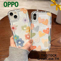 เคสโทรศัพท์ TPU ใส แบบนิ่ม สําหรับ Oppo A17 A57 A16 A76 A17K A15 A3s A5s A5 A9 A95 A1K A77s A77 A7 Realme 5i 6i 7i 8i 9i ดอกไม้และหัวใจรัก Clear Airbag Case