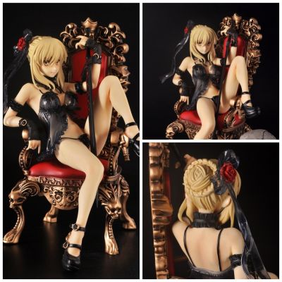 Fate Stay Night Gsc อะนิเมะ16เซนติเมตร Altria Pendragon Saber ชุดนอนสีดำรูปการกระทำรูปแบบพีวีซีของเล่นตุ๊กตาของสะสมของขวัญวันเกิด