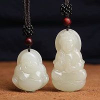 Xinjiang Sheep Fat White Jade Guanyin Maitreya Buddha Pendant Mens Necklace Womens Pendant Couple HZYX HZYX