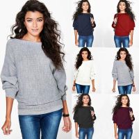 Ai Home European Fashion Women Batwing Long Sleeve O-neck Loose Sweaters Pullovers Tops