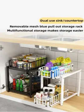 Under The Sink Rack Cabinet Storage Rack Multi-layer Detachable Pull-out  Seasoning Rack Countertop Storage Kitchen Accessories