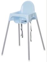 ANTILOP Highchair with safety belt, light blue/silver-colour, (No Tray) (อันติลูป เก้าอี้สูงพร้อมเข็มขัดรัด, ฟ้าอ่อน/สีเงิน, (ไม่มีถาด))