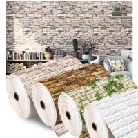 ▧ 10m 3D Self-Adhesive Wallpaper 70cmx10m Continuous Waterproof Imitation Brick Wall Stickers Wallcovering Living Room Home Decor