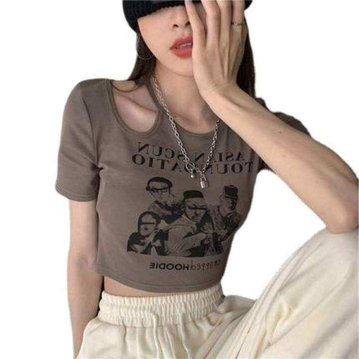 y-เสื้อครอป-เสื้อครอปแขนสั้นผู้หญิง-เสื้อยืดแฟชั่นผู้หญิง-สไตล์เกาหลี-เสื้อครอปหญิง-เสื้อยืดสั้น-2022ใหม่-080210
