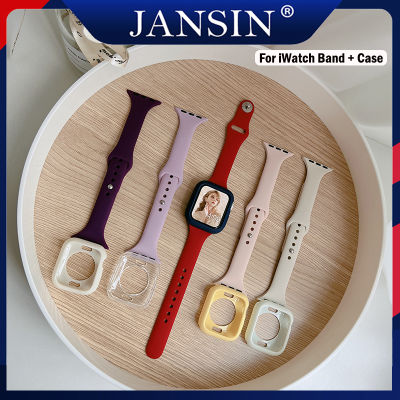 สาย สำหรับ Apple Watch 9 45mm 41mm 42mm 44mm สายนาฬิกาข้อมือซิลิโคน พร้อม เคส สำหรับ iWatch Series 9 8 7 6 5 4 SE นาฬิกาอัจฉริยะ