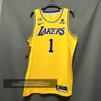 【High Quality】Mens 2022-23 New Original NBA Los Angeles Lakers #1 DAngelo Russell Jersey Icon Edition Yellow Swingman Heat-pressed