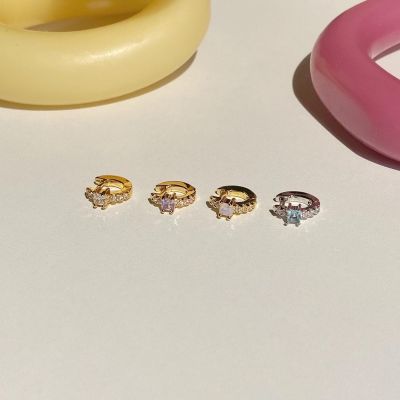 Tiny Crystal Hoop ต่างหูห่วงขนาดเล็กประดับเพทาย บริการเก็บเงินปลายทาง