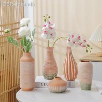 ☃Vaso De Cerâmica Listrado Argila Vermelha Vasos Flores Secas Para Residências Mesa Interior Criativa Decorão Escritório Floral Nórdica