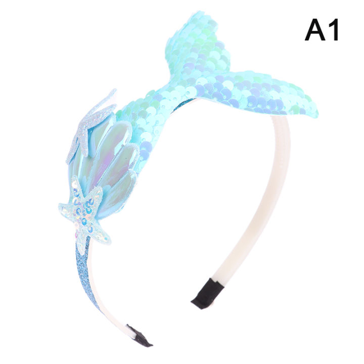 WANGJIA] 1PC Cute sequin shell hair hoop Sweet wind children's headdress  can DIY head hoop