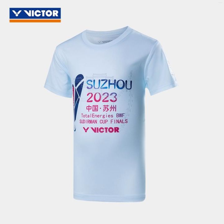 เสื้อยืดลาย-victor-victor-victory-ชุดกีฬาแบดมินตันชุดถักสำหรับเด็กแห้งเร็วเฮลโลคิตตี้ทันสมัย