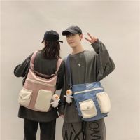 [Free ship] Male and female college students contrast nylon cloth Messenger multifunctional three-purpose backpack travel shoulder