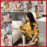 【NEW Popular】✳♧Weehoursxbaju Tidur Wanita ชุดนอนเสื้อแขนสั้นสำหรับหน้าร้อนคาปรีสำหรับผู้หญิง5xl82 Pakaian Rumahan ไฮเอนด์ขนาดใหญ่5-92.5กก.