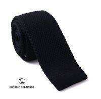 Giorgio Del Sarto Knitted Necktie Black with Fabric Texture เนคไทไหมพรมสีดำมีเท็กเจอร์