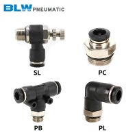 PC PL PB SL Pneumatic Quick Connector Black Cop G Thread 1/8" 1/4" 3/8" 1/2" Bsp External Zinc Thread Pipe Water Gas Connector Hand Tool Parts Accesso