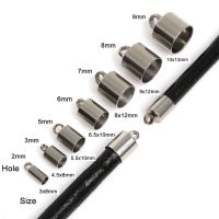 10pcs Tassel Leather Cord End Crimp Cap 2 3 5 6 7 8 9mm Stainless Steel Necklace End Tip Cap For DIY Jewelry Making Supplies