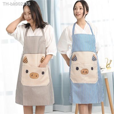 ♤✷ Kitchen Antifouling Apron Korean Fashion Waterproof Thickened Cartoon Piggy Hanging Neck Design Home Cleaning Piggy Apron Adult