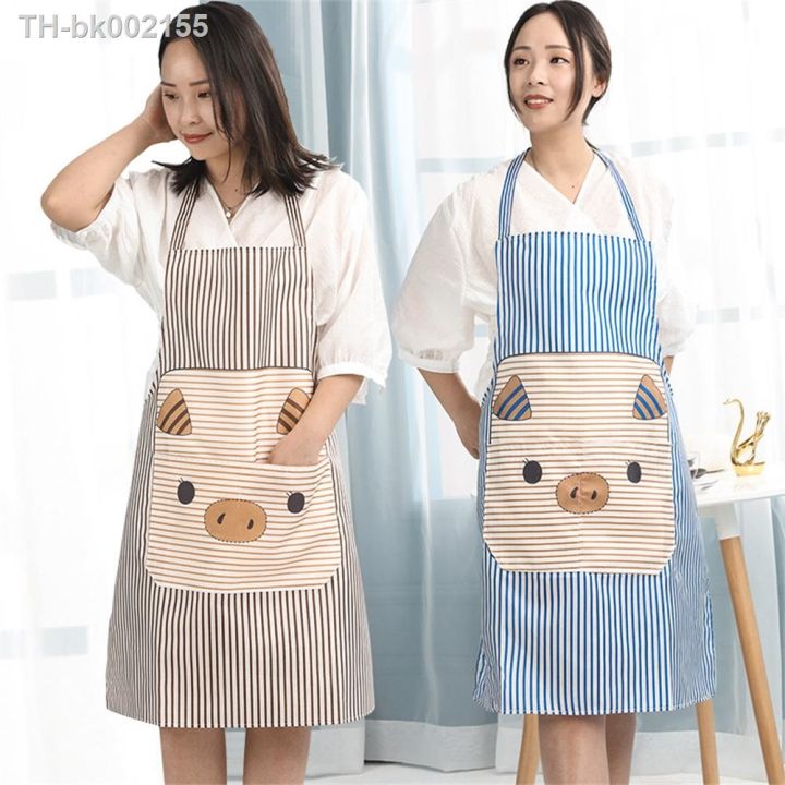 kitchen-antifouling-apron-korean-fashion-waterproof-thickened-cartoon-piggy-hanging-neck-design-home-cleaning-piggy-apron-adult